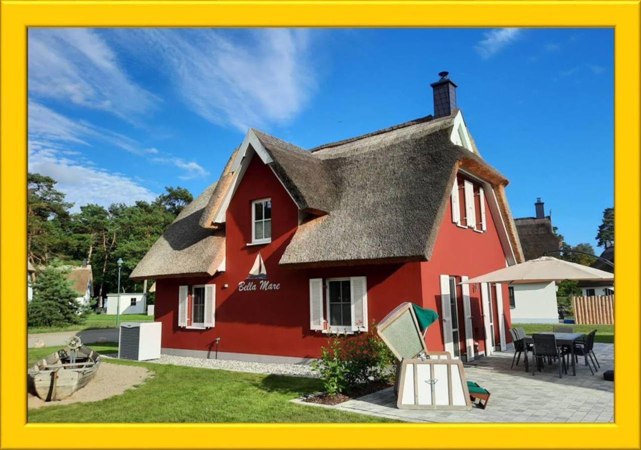 Modernes Reetdach-Ostseeferienhaus Bella Mare, Insel Usedom Mit Sauna, Kamin & Sonnenterrasse Zirchow Exterior foto